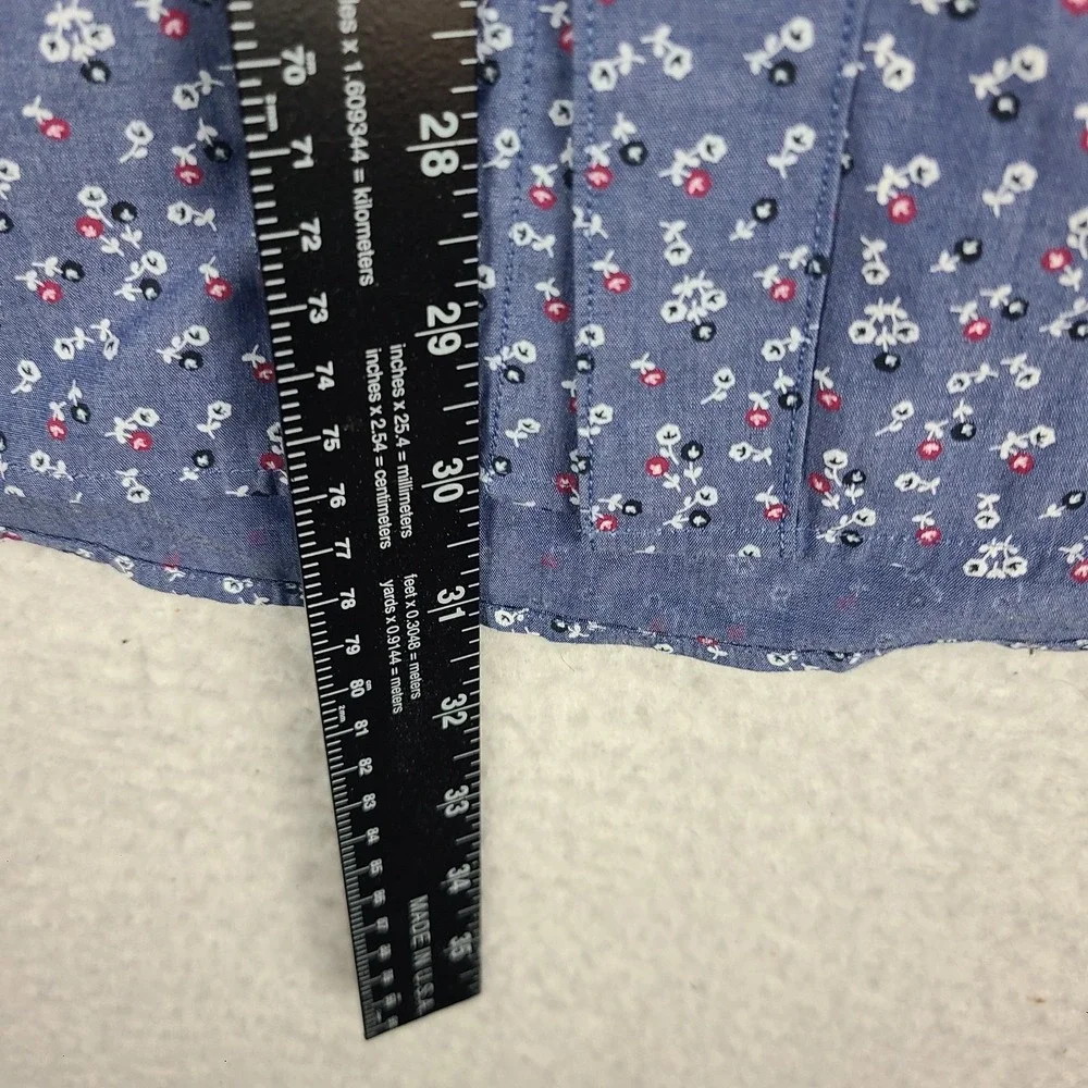 Banana Republic Dress Shirt Mens Small Blue Floral Non Iron Slim Fit Button Up *